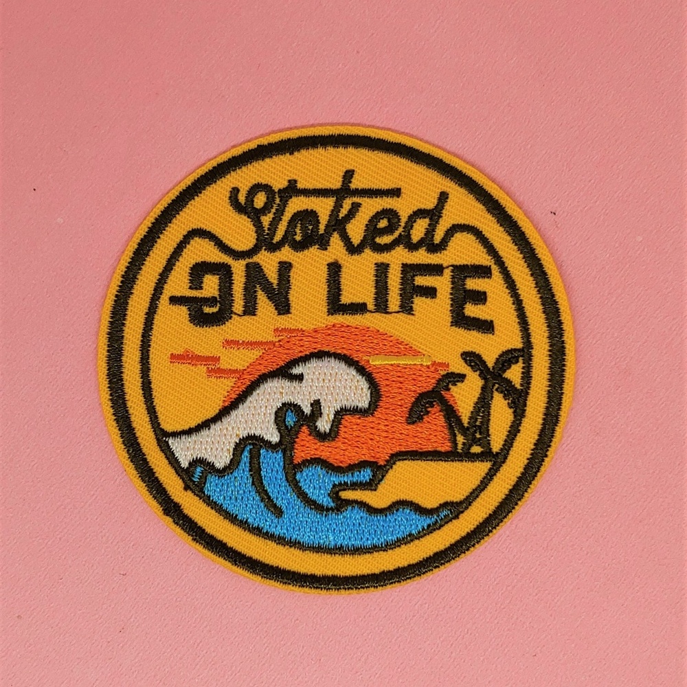 2/$8 ☆ Stoked On Life Wave Iron-On Patch - Picture 1 of 3